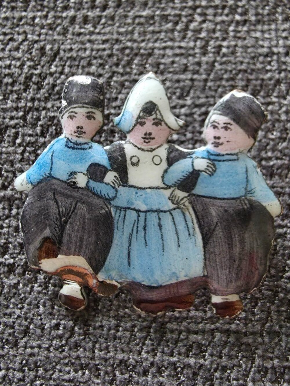 Vintage Souvenir Colorful Enamel 3 Dutch Children Lapel Brooch Pin
